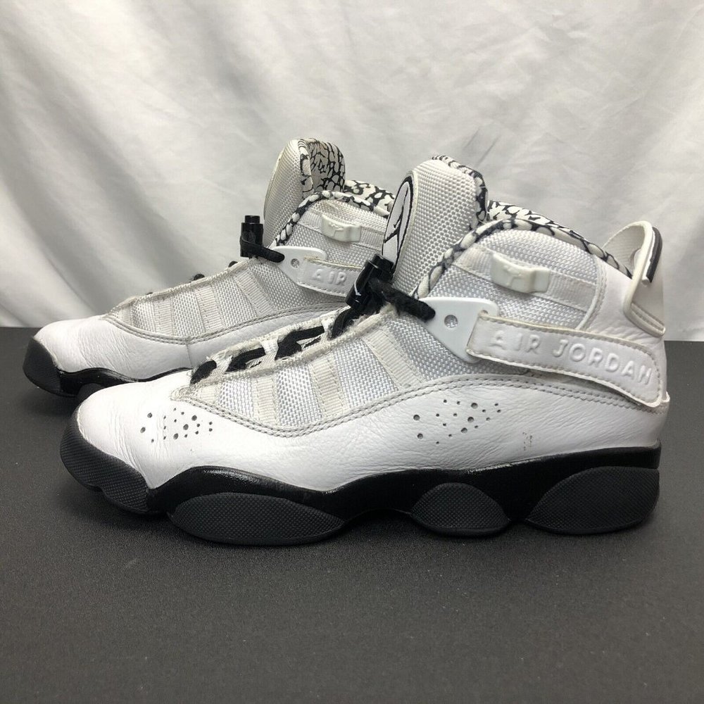 Air Jordan 6 Rings Retro Shoes Size 4Y White Black Metallic Gold GS DJ6163-107